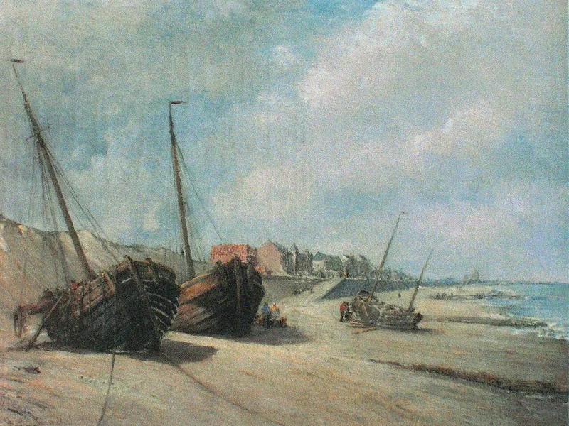 1849-Henri Permeke - Barche da pesca sulla spiaggia di Heist